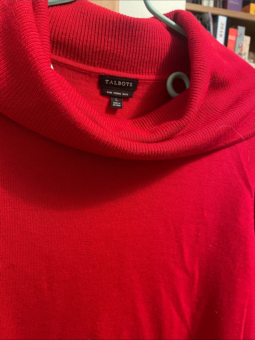 Talbots Bright Red Merino Wool Turtleneck Sweater
